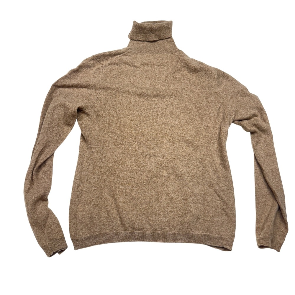 Garnet Hill 100% Cashmere Turtleneck Sweater Tan Brown XL soft capsule cozy - Picture 2 of 6